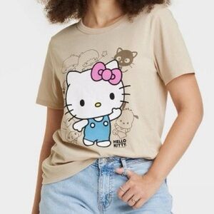 Hello Kitty Beige Tee with Pink and Blue Accents